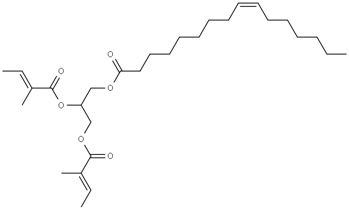 (+/-)-2，3-di[(E)-2-methyl-2-butenoyloxy]propyl (Z)-9-hexadecenoate Structure