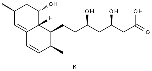 1-Naphthaleneheptanoic acid, 1,2,6,7,8,8a-hexahydro-β,δ,8-trihydroxy-2,6-dimethyl-, monopotassium salt, (βR,δR,1S,2S,6R,8S,8aR)- Structure