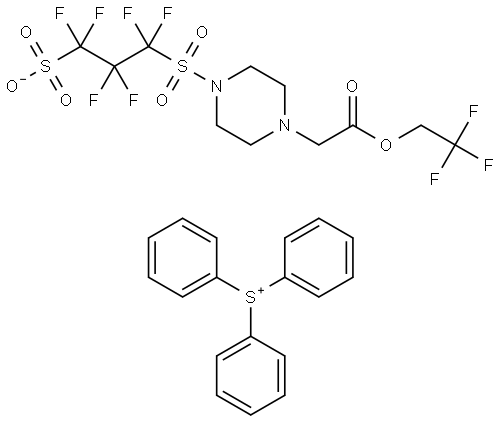Sulfonium, triphenyl-, salt with 2,2,2-trifluoroethyl 4-[(1,1,2,2,3,3-hexafluoro-3-sulfopropyl)sulfonyl]-1-piperazineacetate Structure