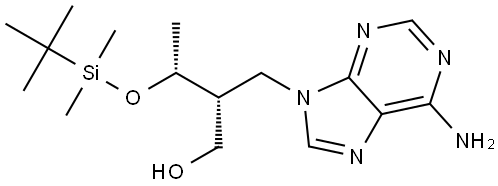 (2R,3R)-3-(tert-butyl)(dimethyl)siloxy-2-((6-amino-9H-purin-9-yl)methyl)butan-1-ol Structure