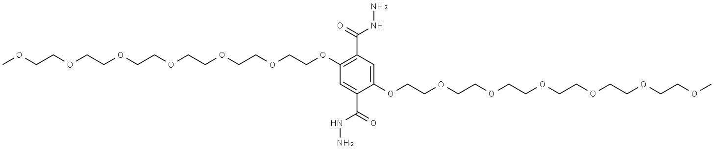 1,4-Benzenedicarboxylic acid, 2,5-bis(3,6,9,12,15,18-hexaoxanonadec-1-yloxy)-, 1,4-dihydrazide Structure
