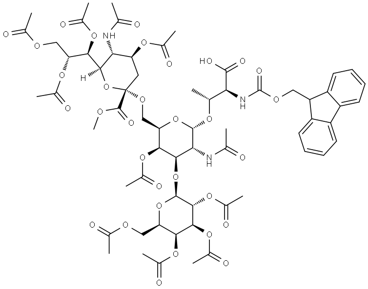 Fmoc-Thr((Ac4Galβ1-3)Me,Ac4Neu5Acα2-6AcGalNAcα)-OH Structure