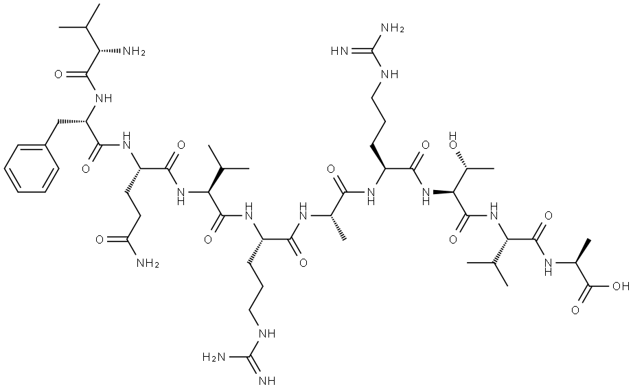 L-Alanine, L-valyl-L-phenylalanyl-L-glutaminyl-L-valyl-L-arginyl-L-alanyl-L-arginyl-L-threonyl-L-valyl- Structure