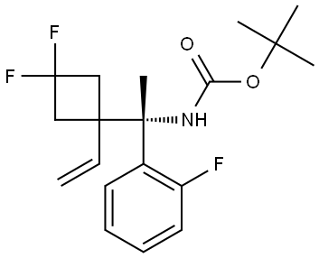 tert-butyl (S)-(1-(3,3-difluoro-1-vinylcyclobutyl)-1-(2-fluorophenyl)ethyl)carbamate Structure