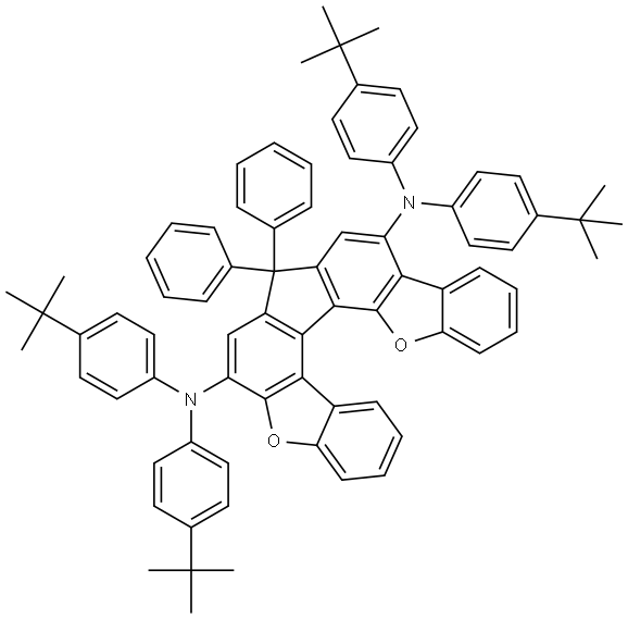 8H-Dibenzo[b,b']cyclopenta[2,1-e:4,3-g']bisbenzofuran-6,10-diamine, N6,N6,N10,N10-tetrakis[4-(1,1-dimethylethyl)phenyl]-8,8-diphenyl- Structure