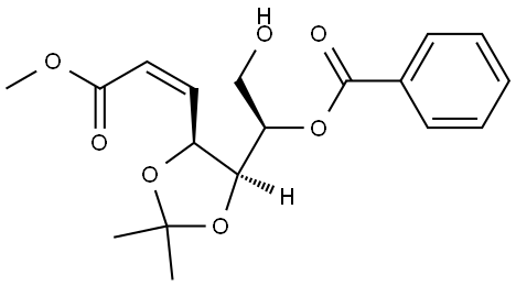 Benzoic acid (R)-2-hydroxy-1-[(4S,5S)-5-((Z)-2-methoxycarbonyl-vinyl)-2,2-dimethyl-[1,3]dioxolan-4-yl]-ethyl ester Structure