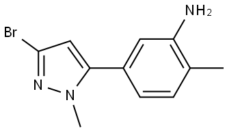 5-(3-Bromo-1-methyl-1H-pyrazol-5-yl)-2-methylbenzenamine Structure