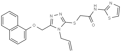 Acetamide, 2-[[5-[(1-naphthalenyloxy)methyl]-4-(2-propen-1-yl)-4H-1,2,4-triazol-3-yl]thio]-N-2-thiazolyl- Structure