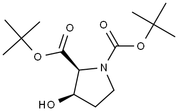 1,2-Pyrrolidinedicarboxylic acid, 3-hydroxy-, 1,2-bis(1,1-dimethylethyl) ester, (2S,3R)- Structure