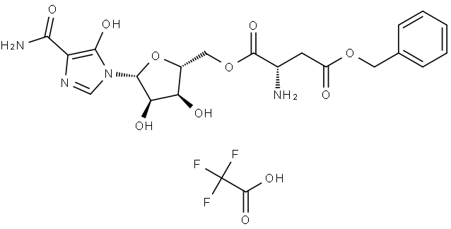 L-Aspartic acid, 4-(phenylmethyl) ester, 5′-ester with 5-hydroxy-1-β-D-ribofuranosyl-1H-imidazole-4-carboxamide, 2,2,2-trifluoroacetate (1:1) Structure