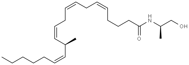 5,8,11,14-Eicosatetraenamide, N-[(1R)-2-hydroxy-1-methylethyl]-13-methyl-, (5Z,8Z,11Z,13S,14Z)- Structure