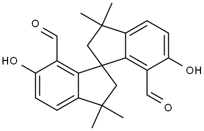 1,1′-Spirobi[1H-indene]-7,7′-dicarboxaldehyde, 2,2′,3,3′-tetrahydro-6,6′-dihydroxy-3,3,3′,3′-tetramethyl-, (1S)- (ACI) Structure