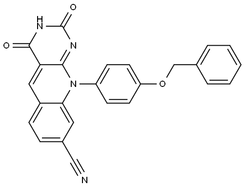 Pyrimido[4,5-b]quinoline-8-carbonitrile, 2,3,4,10-tetrahydro-2,4-dioxo-10-[4-(phenylmethoxy)phenyl]- Structure