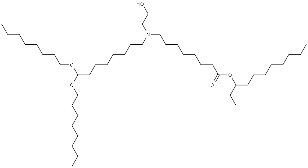 undecan-3-yl 8-((8,8-bis(octyloxy)octyl)(2-hydroxyethyl)amino)octanoate Structure