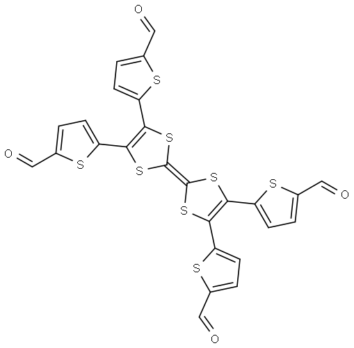 5,5',5'',5'''-([2,2'-bi(1,3-dithiolylidene)]-4,4',5,5'-tetrayl)tetrakis(thiophene-2-carbaldehyde) Structure