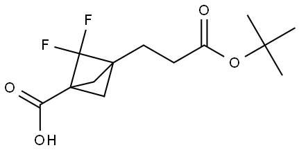 Bicyclo[1.1.1]pentane-1-propanoic acid, 3-carboxy-2,2-difluoro-, 1-(1,1-dimethylethyl) ester Structure