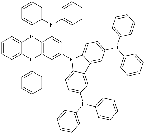 9H-Carbazole-3,6-diamine, 9-(5,9-diphenyl-5H,9H-[1,4]benzazaborino[2,3,4-kl]phenazaborin-7-yl)-N3,N3,N6,N6-tetraphenyl- Structure