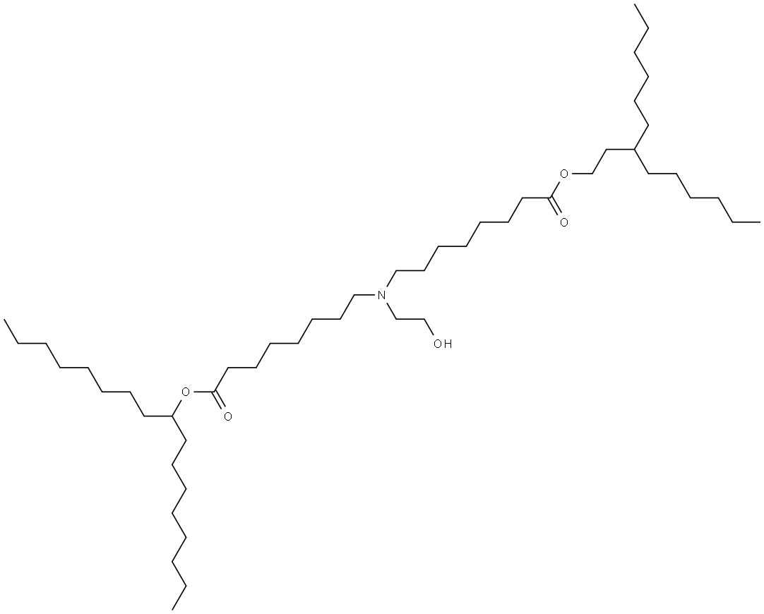 heptadecan-9-yl 8-((8-((3-hexylnonyl)oxy)-8-oxooctyl)(2-hydroxyethyl)amino)octanoate Structure
