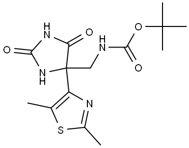 Carbamic acid, N-[[4-(2,5-dimethyl-4-thiazolyl)-2,5-dioxo-4-imidazolidinyl]methyl]-, 1,1-dimethylethyl ester Structure