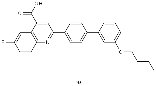 4-Quinolinecarboxylic acid, 2-(3′-butoxy[1,1′-biphenyl]-4-yl)-6-fluoro-, sodium salt (1:1) Structure