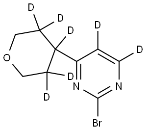 2-bromo-4-(tetrahydro-2H-pyran-4-yl-3,3,4,5,5-d5)pyrimidine-5,6-d2 Structure