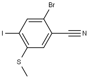 2-Bromo-4-iodo-5-(methylthio)benzonitrile Structure
