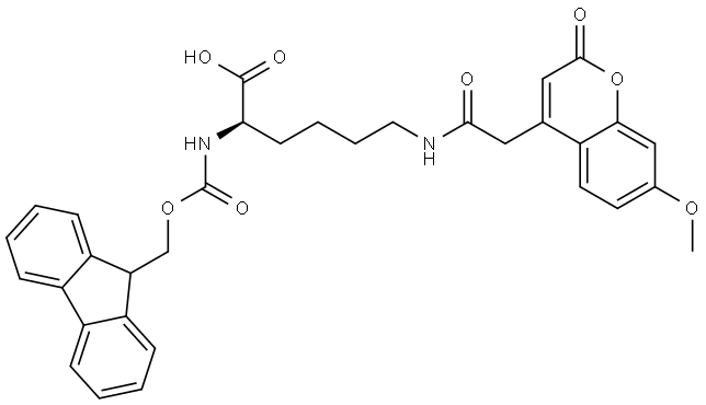 D-Lysine, N2-[(9H-fluoren-9-ylmethoxy)carbonyl]-N6-[2-(7-methoxy-2-oxo-2H-1-benzopyran-4-yl)acetyl]- Structure