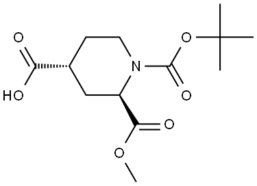 rel-(2S,4S)-1-tert-butoxycarbonyl-2-methoxycarbonyl-piperidine-4-carboxylic acid Structure