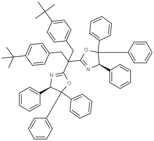 Oxazole, 2,2′-[2-[4-(1,1-dimethylethyl)phenyl]-1-[[4-(1,1-dimethylethyl)phenyl]methyl]ethylidene]bis[4,5-dihydro-4,5,5-triphenyl-, (4R,4′R)- Structure