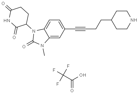3-[3-methyl-2-oxo-5-[4-(4-piperidyl)but-1-ynyl]benzimidazol-1-yl]piperidine-2,6-dione 2,2,2-trifluoroacetic acid Structure