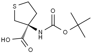 3-Thiophenecarboxylic acid, 3-[[(1,1-dimethylethoxy)carbonyl]amino]tetrahydro-, (3S)- Structure