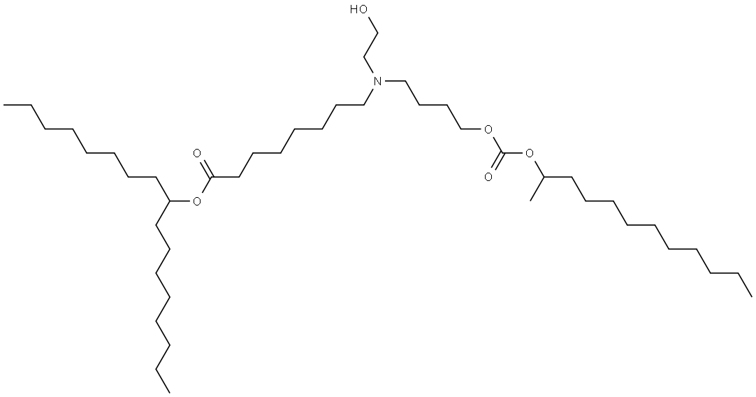 heptadecan-9-yl 8-((4-(((dodecan-2-yloxy)carbonyl)oxy)butyl)(2-hydroxyethyl)amino)octanoate Structure