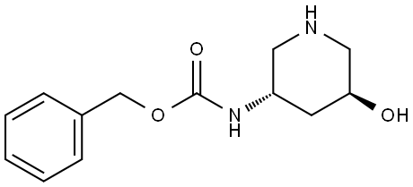 Carbamic acid, N-[(3R,5R)-5-hydroxy-3-piperidinyl]-, phenylmethyl ester, rel- Structure