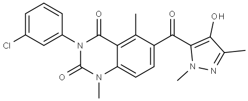 2,4(1H,3H)-Quinazolinedione, 3-(3-chlorophenyl)-6-[(4-hydroxy-1,3-dimethyl-1H-pyrazol-5-yl)carbonyl]-1,5-dimethyl- Structure