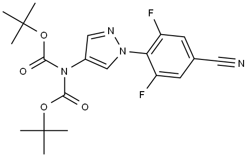 Imidodicarbonic acid, 2-[1-(4-cyano-2,6-difluorophenyl)-1H-pyrazol-4-yl]-, 1,3-bis(1,1-dimethylethyl) ester Structure
