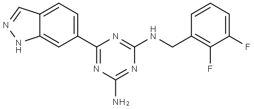 1,3,5-Triazine-2,4-diamine, N2-[(2,3-difluorophenyl)methyl]-6-(1H-indazol-6-yl)- Structure