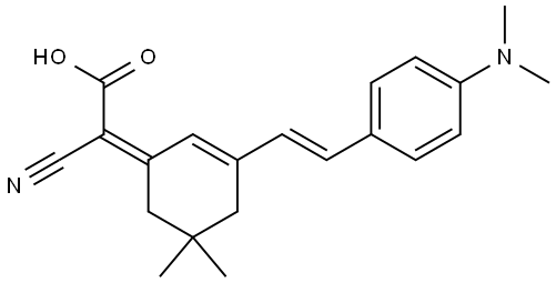 2-cyano-2-(3-((E)-4-(dimethylamino)styryl)-5,5-dimethylcyclohex-2-en-1-ylidene)acetic acid Structure