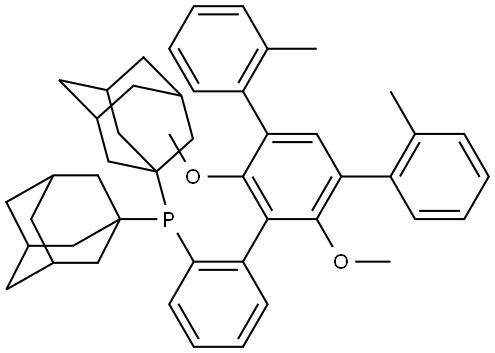 di((3S,5S,7S)-adamantan-1-yl)(2',6'-dimethoxy-2''-methyl-5'-(o-tolyl)-[1,1':3',1''-terphenyl]-2-yl)phosphine Structure