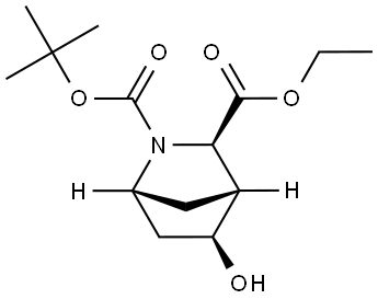O2-tert-butyl O3-ethyl (1R,3R,4R,5S)-5-hydroxy-2-azabicyclo[2.2.1]heptane-2,3-dicarboxylate Structure