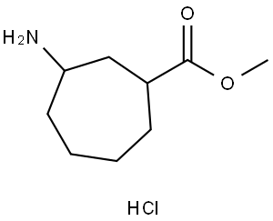 Cycloheptanecarboxylic acid, 3-amino-, methyl ester, hydrochloride (1:1) Structure