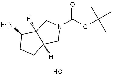 Cyclopenta[c]pyrrole-2(1H)-carboxylic acid, 4-aminohexahydro-, 1,1-dimethylethyl ester, hydrochloride (1:1), (3aR,4R,6aS)-rel- Structure