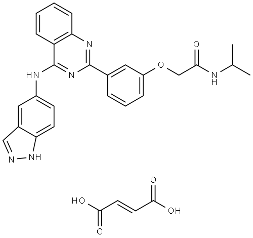 2-(3-(4-((1H-indazol-5-yl)amino)quinazolin-2-yl)phenoxy)-N-isopropylacetamide fumarate Structure