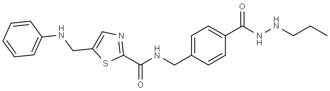 Benzoic acid, 4-[[[[5-[(phenylamino)methyl]-2-thiazolyl]carbonyl]amino]methyl]-, 2-propylhydrazide Structure