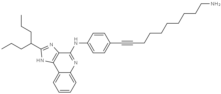 3H-Imidazo[4,5-c]quinolin-4-amine, N-[4-(10-amino-1-decyn-1-yl)phenyl]-2-(1-propylbutyl)- Structure