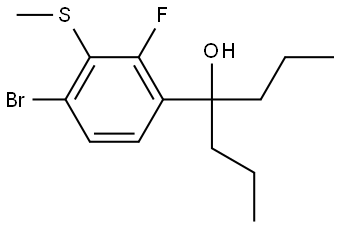 4-(4-bromo-2-fluoro-3-(methylthio)phenyl)heptan-4-ol Structure