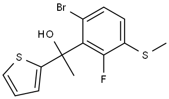1-(6-bromo-2-fluoro-3-(methylthio)phenyl)-1-(thiophen-2-yl)ethanol Structure