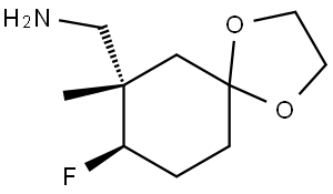 rel-((7R,8S)-8-Fluoro-7-methyl-1,4-dioxaspiro[4.5]decan-7-yl)methanamine Structure