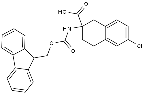 2-Naphthalenecarboxylic acid, 6-chloro-2-[[(9H-fluoren-9-ylmethoxy)carbonyl]amino]-1,2,3,4-tetrahydro- Structure