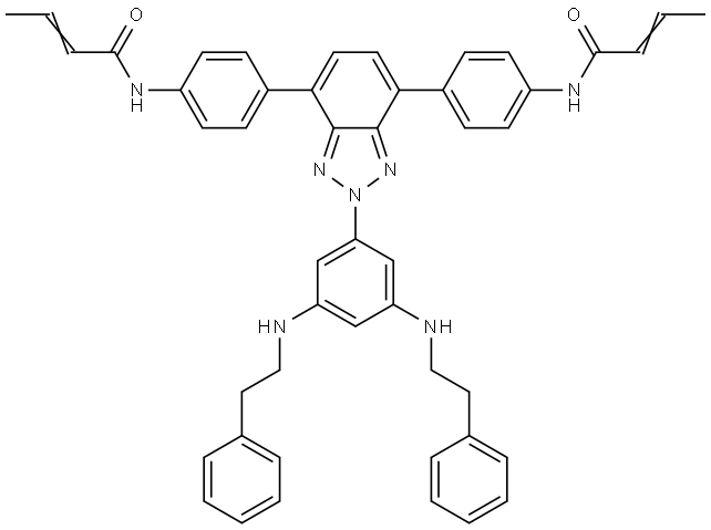 N,N'-((2-(3,5-bis(phenethylamino)phenyl)-2H-benzo[d][1,2,3]triazole-4,7-diyl)bis(4,1-phenylene))bis(but-2-enamide) Structure