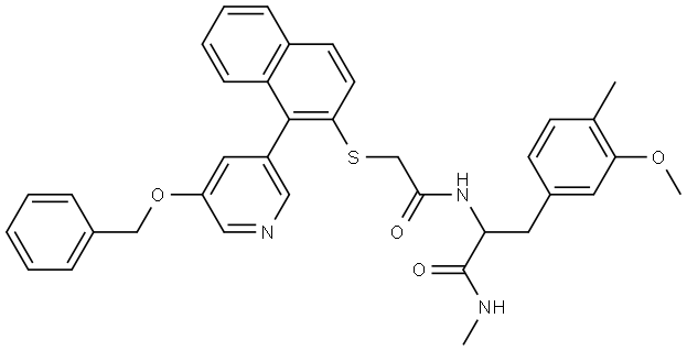 Benzenepropanamide, 3-methoxy-N,4-dimethyl-α-[[2-[[1-[5-(phenylmethoxy)-3-pyridinyl]-2-naphthalenyl]thio]acetyl]amino]- Structure